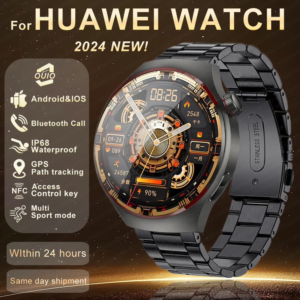 Новинка 2024, Смарт-часы Huawei Xiaomi 4 Pro, мужские Смарт-часы с GPS-трекером, AMOLED экран 360*360 HD, Bluetooth, вызовы, спортивные Смарт-часы