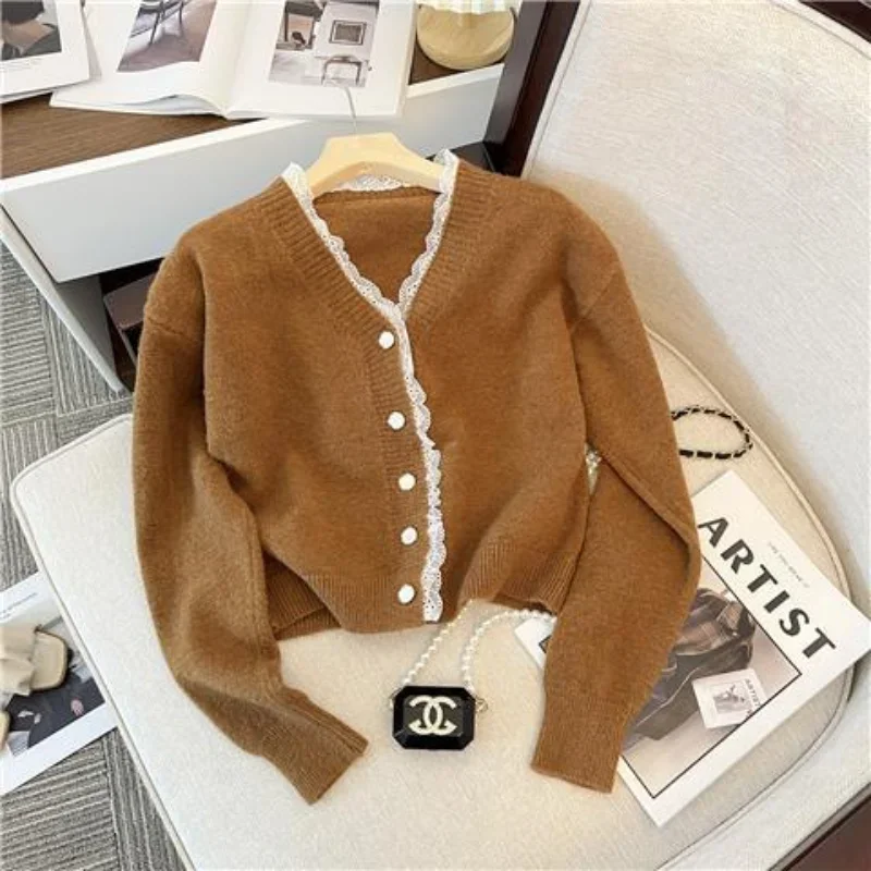 Fashion Woman Blouses 2023 Knitted V-Neck Long Sleeve Autumn Winter Commuter Loose Casual Solid Color Button Sweaters Cardigan