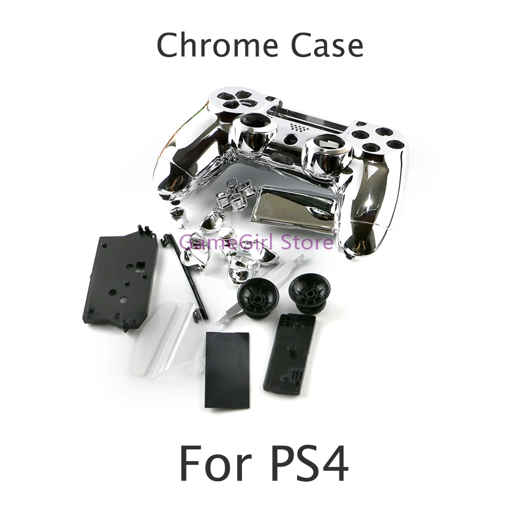 

1Sets Full Set of Chrome Housing Shell Wireless Case with Button For PlayStation 4 PS4 Jds001 010 Controller Replacement Kit