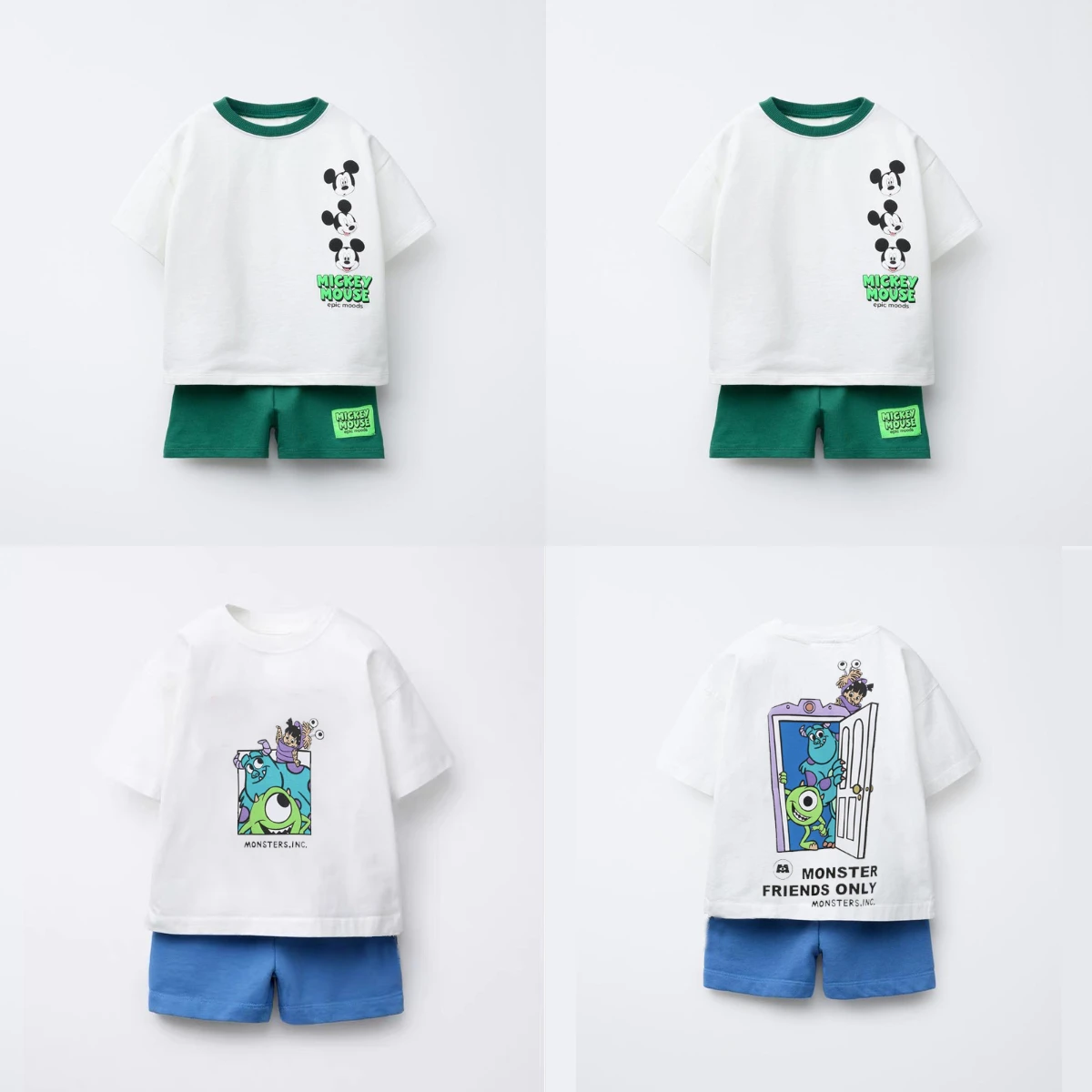 

Child Trendy Disney Clothing Tshirt Loose 2piece Set Boys All-match Shorts Short Sleeve White Cartoon Tees Shorts Child Outfits