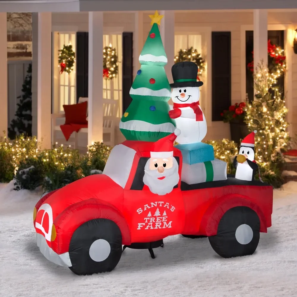 

Christmas Tree Decorations 8 Ft Christmas Santa Truck Inflatable Decoration 2024 Gift Liquidations Ornaments Event Party Festive