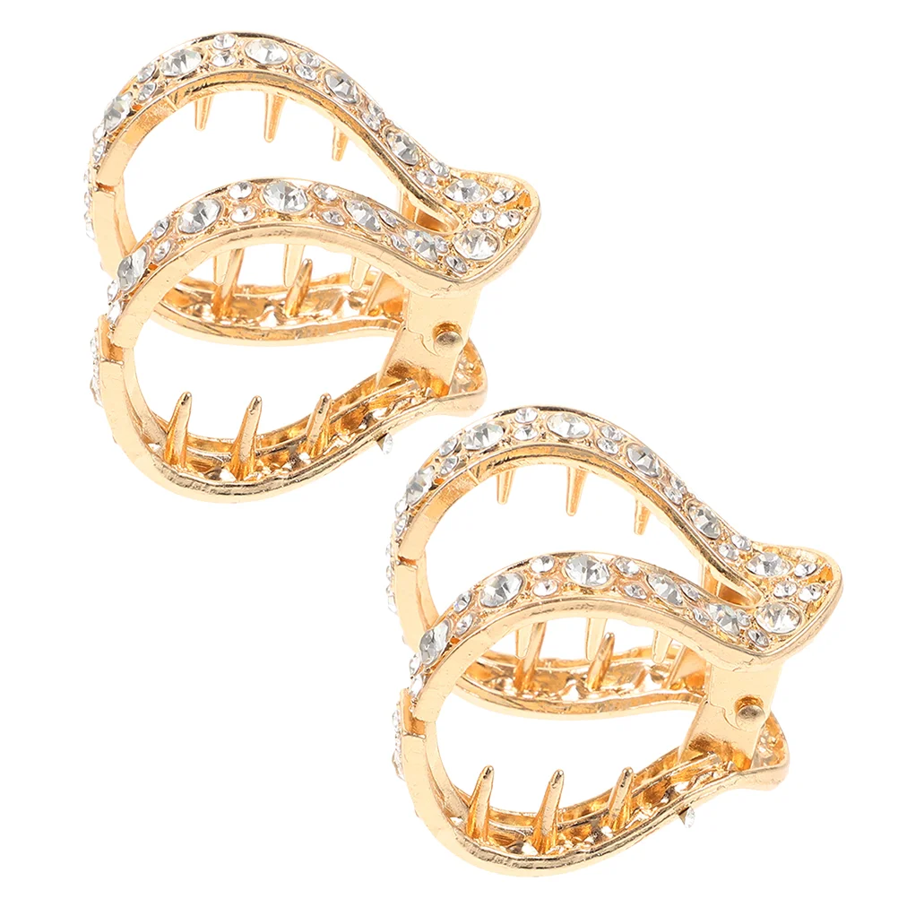 

2 Pcs Hairpin Claw Clips for Thin Ponytail French Barrettes Women Zinc Alloy Women's