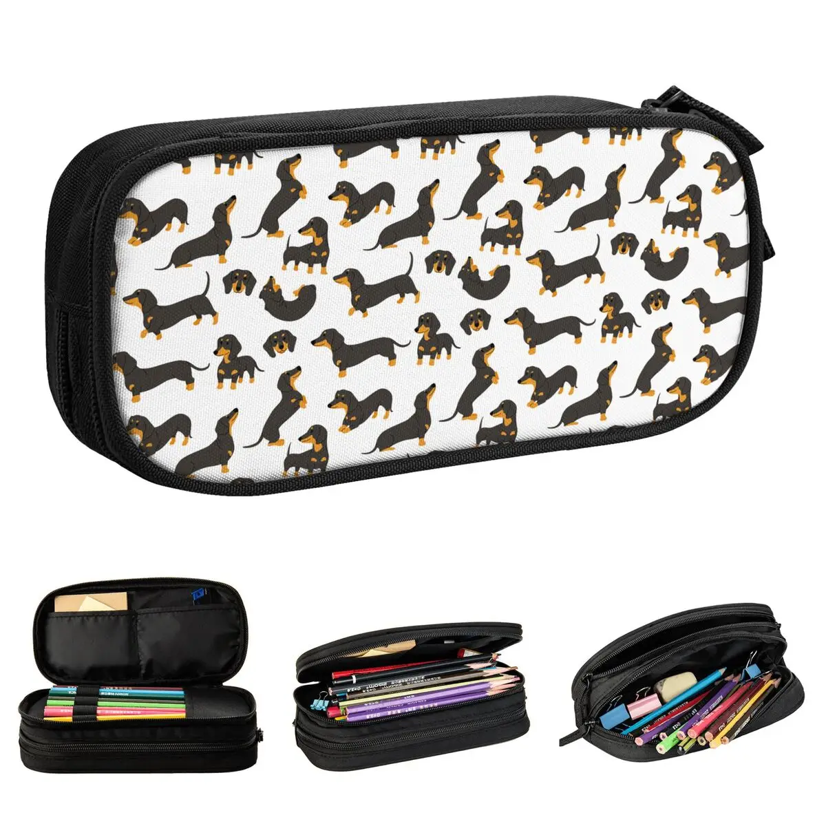 Dachshund Pencil Case Gift for Animal Dog Lover Pencilcases Pen Holder Kids Big Capacity Pencil Bags Students School Stationery