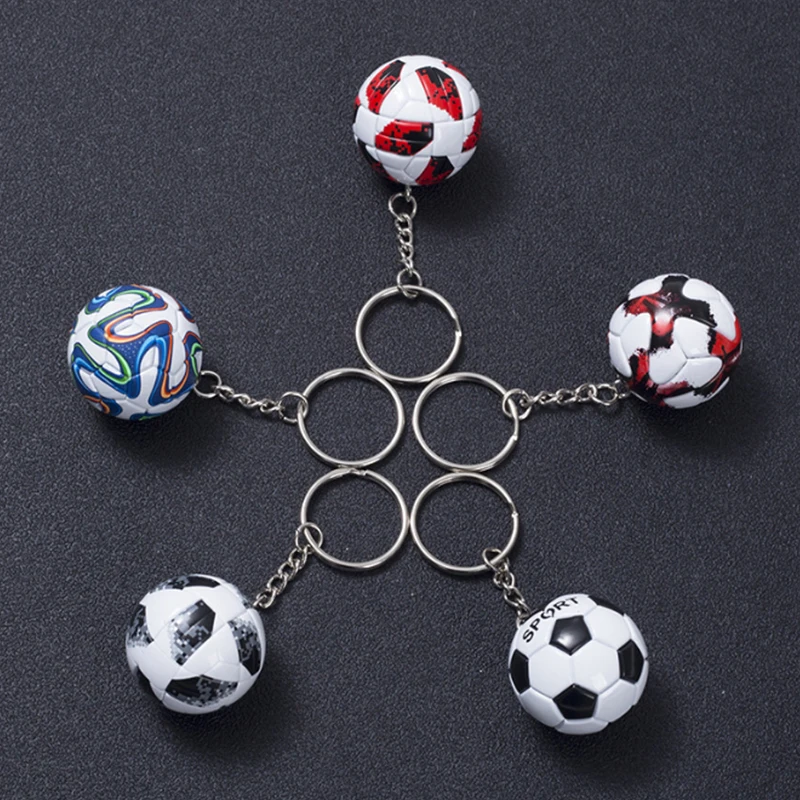 1PC PU Leather 3D Football Souvenir Key Chain Men Women Soccer Fans Keychain Bag Pendant Key Ring Boyfriend Gift Accessories