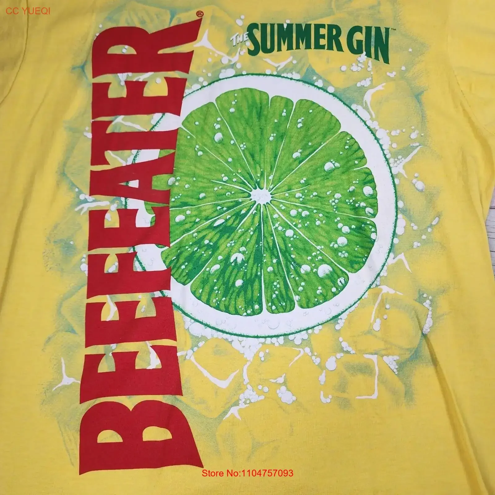 Beefeater Vintage The Summer Gin Cotton Polyester Yellow T Shirt XL vintage Washed Casual Soft Versatile Stylish Breathable
