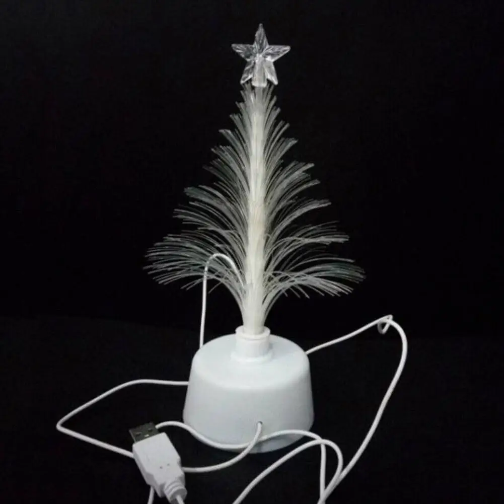 Mini LED Lighted Tree Night Light Color Changing Fiber Optical Light USB Connection Lamp Festival Decor For Shopping Mall H U1X5