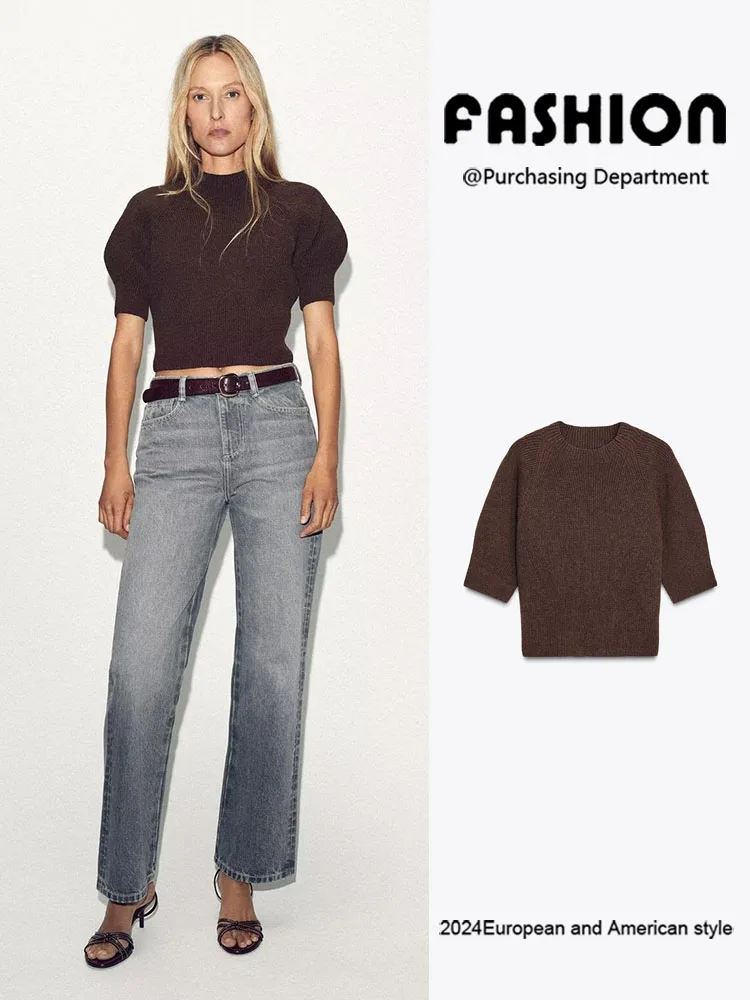 

New Arrival Autumn Casual ort Sve round Ne Knitted Sweater Women's Versatile Ribbed Knit Top Comfortable Fit