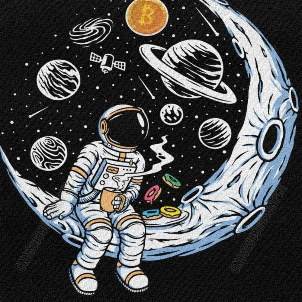 Male Bitcoin Crypto Btc To The Moon T Shirts Cotton Tshirt Novelty T-Shirt Astronaut Cryptocurrency Tee Top Clothes