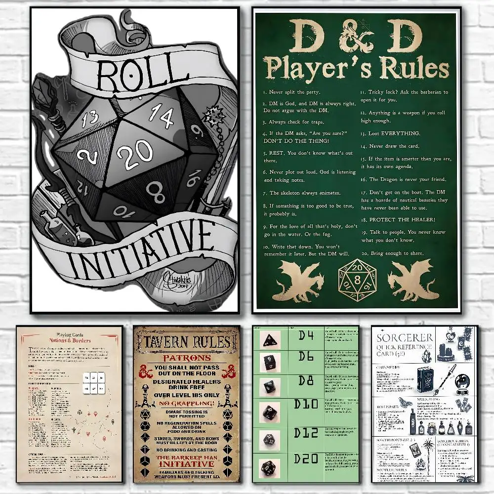 Póster de juego de realidad con reglas de dungeon, pintura en lienzo con impresiones, regalo de decoración para el hogar, dormitorio y sala de estar