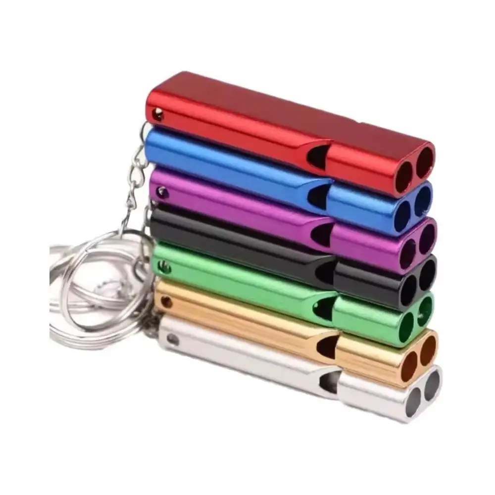 1PC Fischio di sopravvivenza a doppia frequenza Fischio piatto in metallo per escursioni all'aperto Arrampicata Strumenti di fischio di emergenza