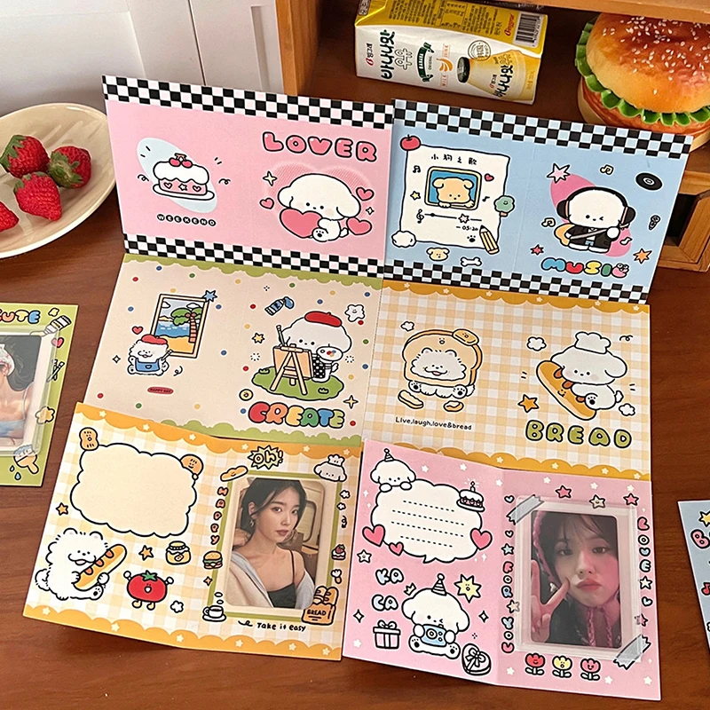 5PCS Fashion Cute Kpop 3-inch Photo Card Back Card Foldable Card Holder Fix Decor Paper Board DIY Packing Material