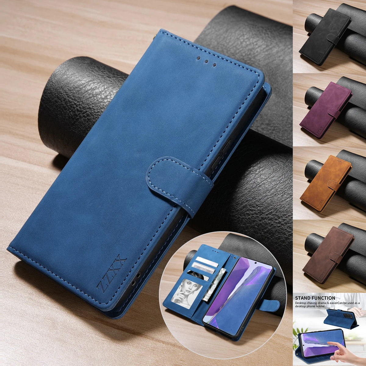 Portfel magnetyczny z klapką i miejscem na kartę Skórzane etui do Samsung Galaxy S25 Edge S25 Ultra S24 FE Note 20 10 Lite 10 Plus 9 A36 A56