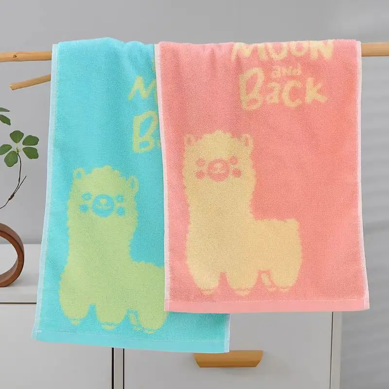 2-Pack 100% Cotton Cartoon Towels, Cute and Soft, Extra Absorbent, Thickened and Oversized for Men and Women, Ideal for Face and