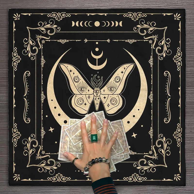 Butterfly Moon Altar Cloth Alter Cloth Tarot Cloth moon phase moth For Spread Tarot Reading Decor Witchy Decor Ritual Cloth