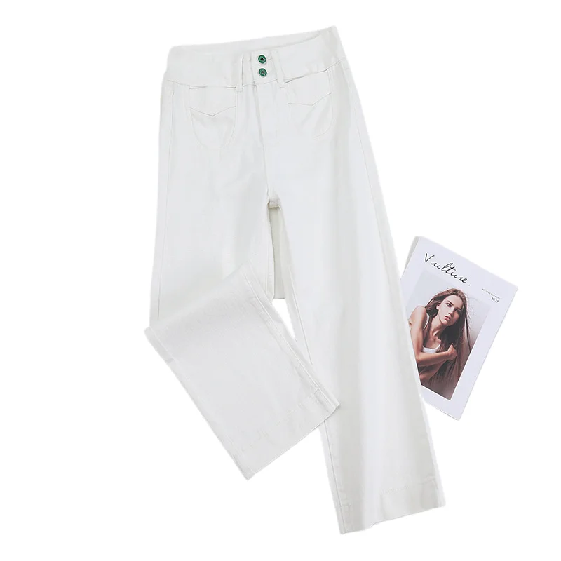 

Solid-color Casual and Versatile Nine-inch Jeans, New Fashion Simple High-waisted Straight-leg Jeans for Women Spring and Summer