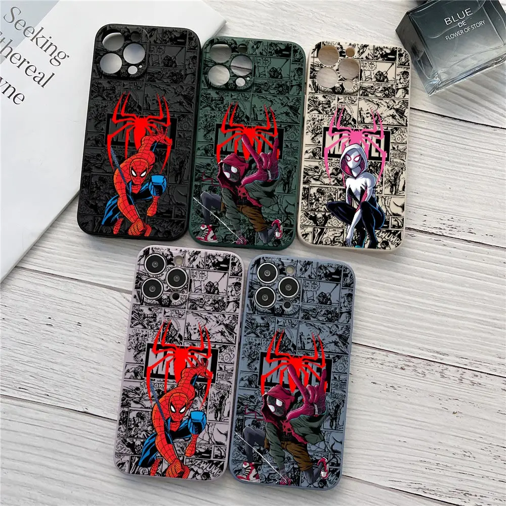 

Marvel Siderman Miles Morales Gwen Phone Case For iPhone 16 15 14 11 Pro Max Cases For iPhone 13 12 Mini 16 Plus XS X Back Cover