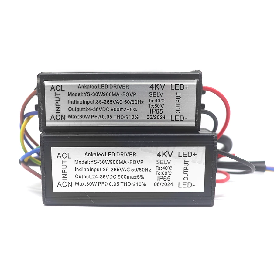 LED Driver 30W Adapter Transformer for LED COB Modules AC 85-265V to DC 24-36V Constant Current 900mA Waterproof Power Supply