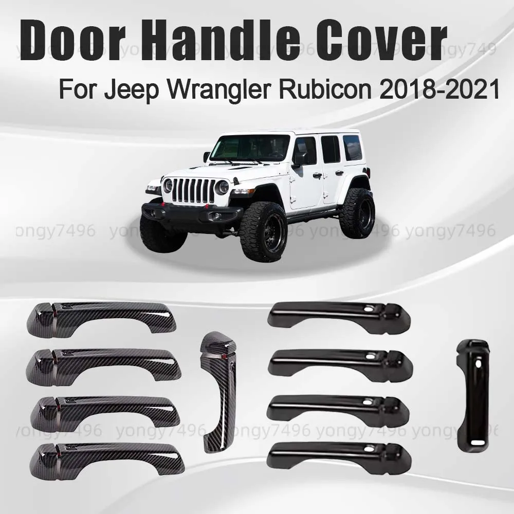 

Car Upgrade Carbon Fiber Glossy Black Red Door Handle Cover For Jeep Wrangler Rubicon 2018 2019 2020 2021 Cars Accessories