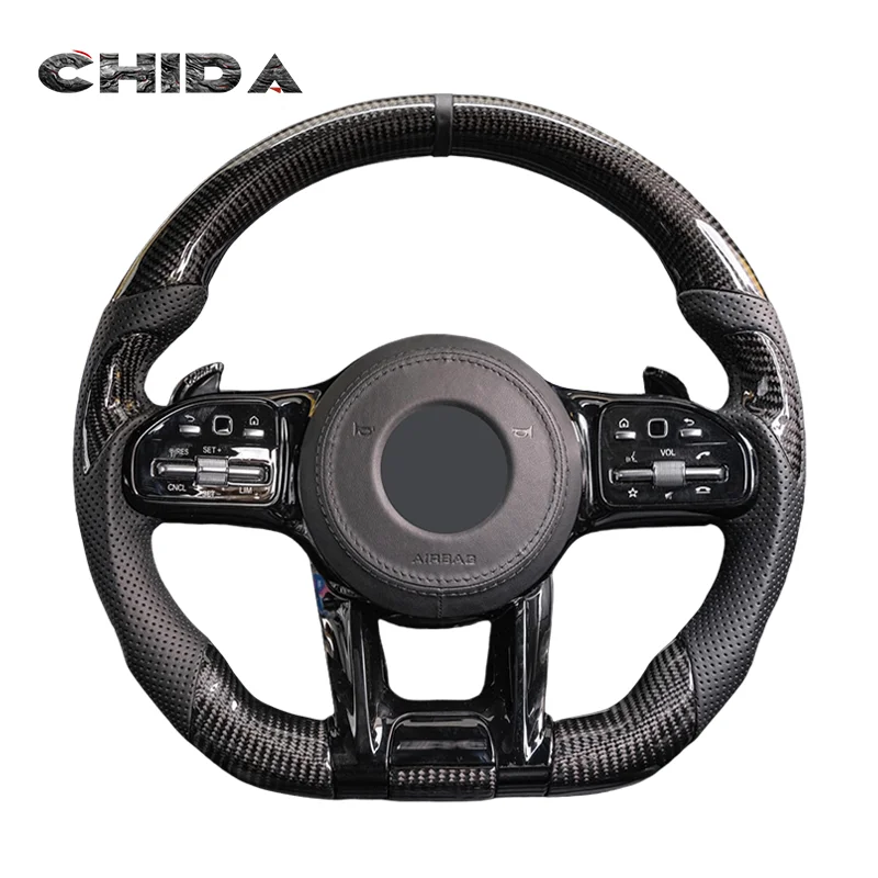 

Custom Carbon Fibre Full Black Steering Wheel For Mercedess Benzs A C E Class W204 W211 C63 E63 W213 C43 G500 S63 W205