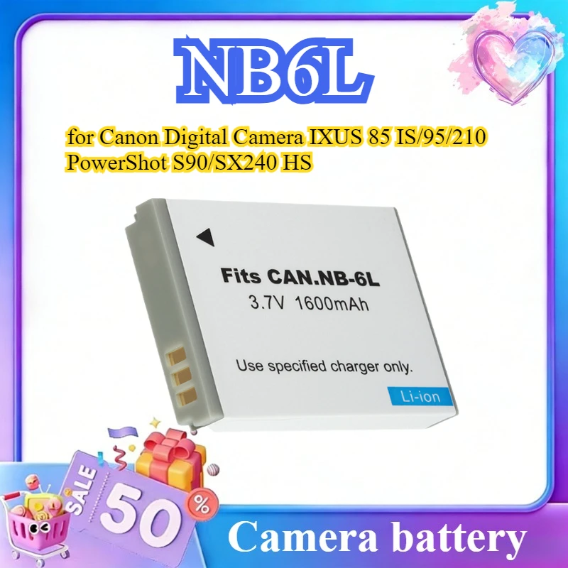 2pcs NB6L 3.7V 1600mAh Li-ion Battery for Canon Digital Camera IXUS 85 IS/95/210 PowerShot S90/SX240 HS