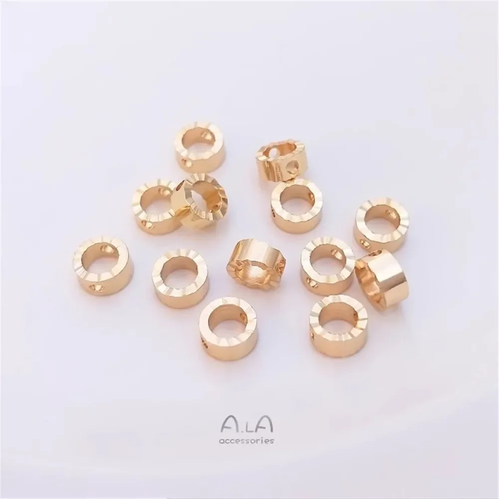 14k ouro-cor borda ondulada lote flor conjunto de contas argola artesanal anel de contas diy pulseira brincos acessórios de joias k055