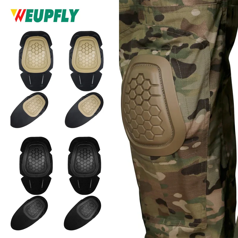 4Pcs/Set Tactical Knee Pad Elbow Pad Set Airsoft Knee Elbow Protective Pads Combat Paintball Skate Sports Safety Guard Gear