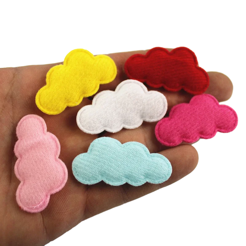 50pcs Cloud Ultrasonic Embossed Applique For Handmade Hat Craft Clothes Sewing Patches DIY Headwear Clips Bow Decor Accessories