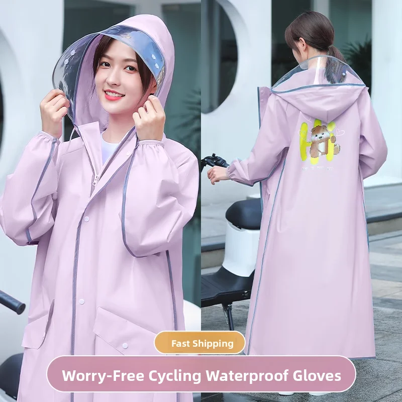 

Women's Long Version Thiened Vehicle Special Full Body Raincoat Adult One-Piece Outdoor Sports Waterproof Coat