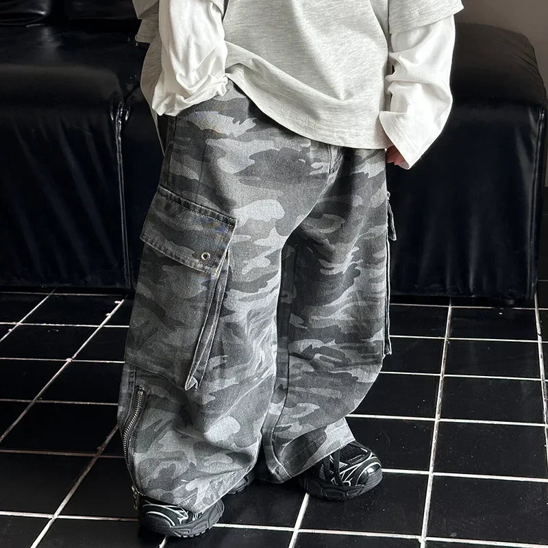 

Children Clothes Boys Loose Overalls 2025 New Handsome Camouflage Pants Spring and Autumn Fashionable Kids Cool Jeans