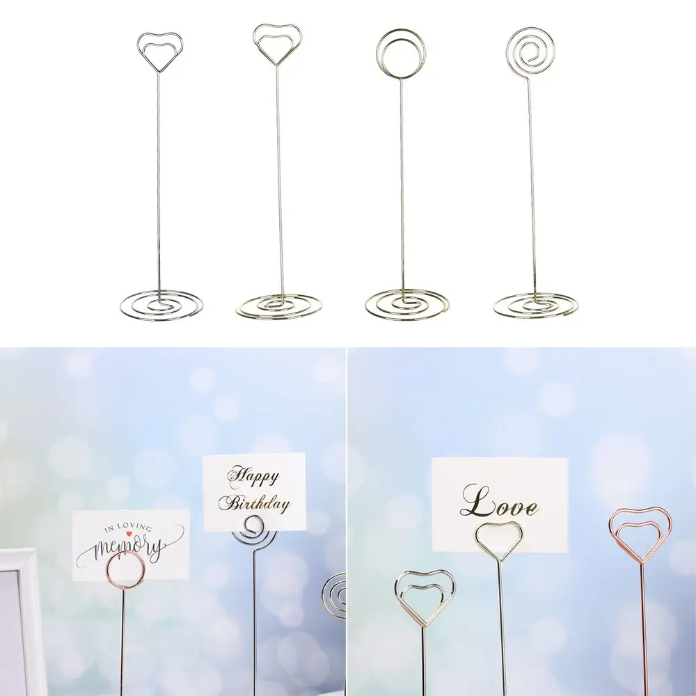 1pc Metallic Fashion Wedding Supplies Desktop Decoration Heart Shape Clamps Stand Table Numbers Holder Place Card Photos Clips