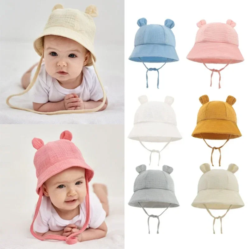

Spring Autumn Solid Color Soft Baby Bucket Hat Cotton Fisherman Hats Kids Summer Toddler Boys Girls Panama Sun Cap