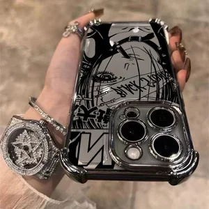 アニメクールなナナ大阪ラインメッキケースiPhone 16 15 14 13 12 11 Pro Max XR XSMAX 7 8 6 Plus Anti-Fall Airabagバックカバー 10ベストセールスナナケース-3