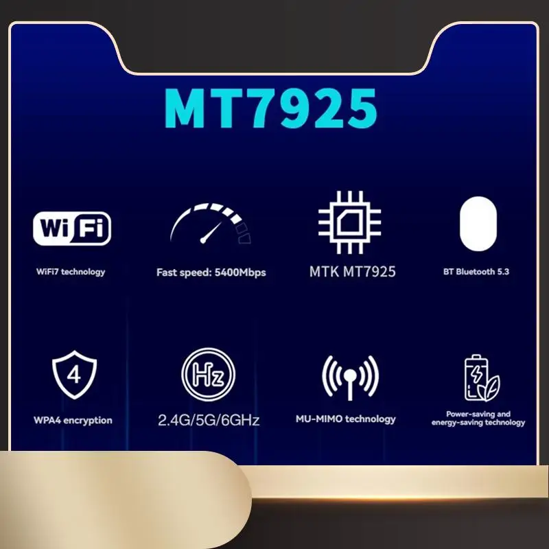 

Комплект адаптеров Wi-Fi 7 MT7925 PCI-E, трехдиапазонный 2,4G/5G/6Ghz, 5374 Мбит/с, BT5.3, настольный беспроводной сетевой адаптер для Win11/10-N36R