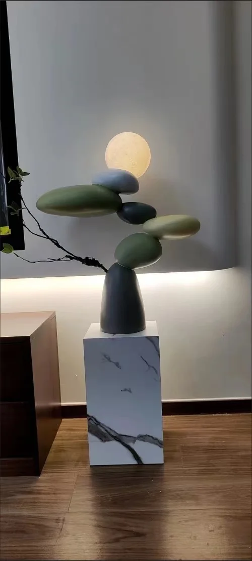 Stone to Run Floor Furniture Living Room Superior Sense TV Cabinet Sofa Next to Night Light Decorations to Improve Luck