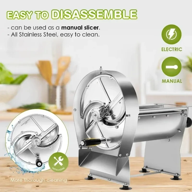 Electric Vegetable Slicer Fruit Slicer Machine Tomato Slicer  Thickness Adjustable Stainless Steel