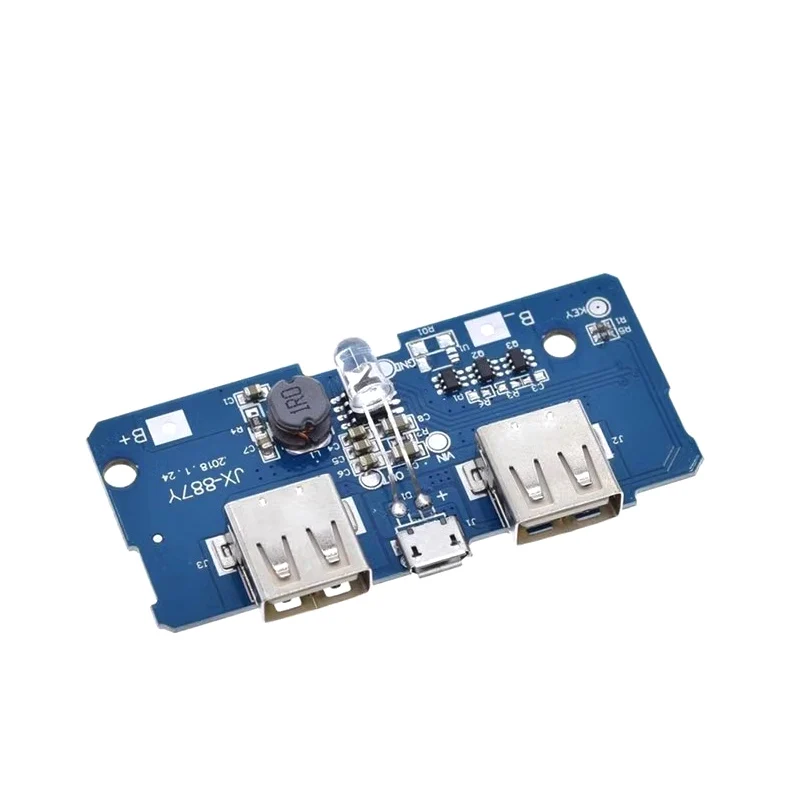 18650 Dual Micro USB 3.7V naar 5V 2A Boost Mobiele Power Bank DIY 18650 Lithium Batterij Oplader printplaat Step Up Module Met LED