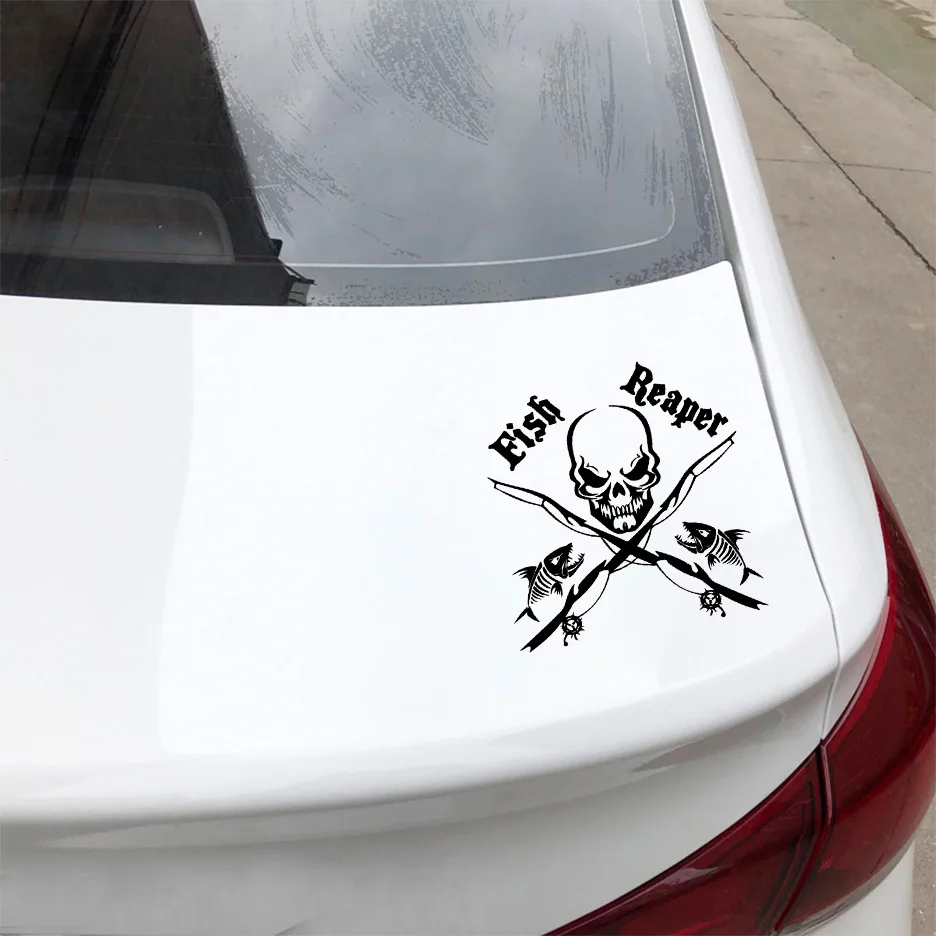 

1pc Hot Fish Reaper Car Accessories Exterior For Car Body Decor Window Decal Vinyl Art Pattern Art Car Body Stickers Waterproof