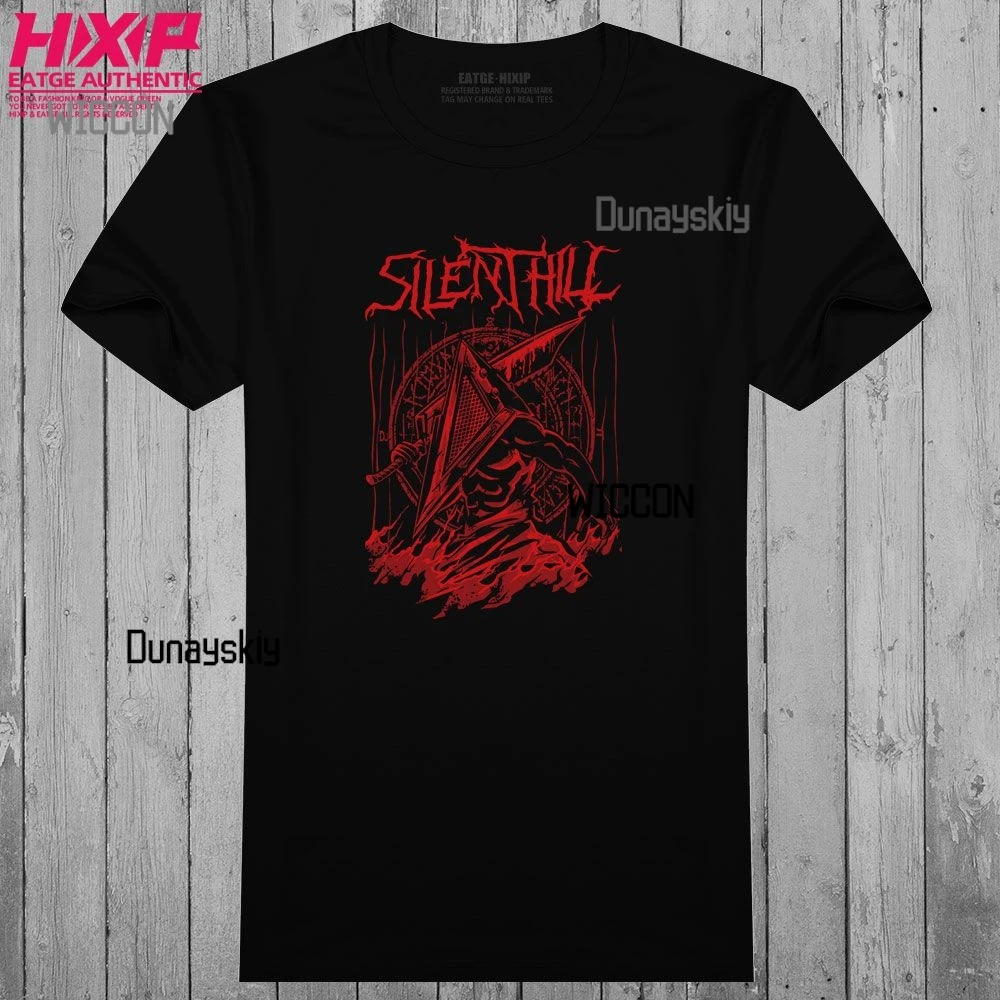 Gamw الصامتة تأثيري التلال مثلث رئيس تي شيرت لعبة الرعب الكلاسيكية سايلنت هيل الأسود تي شيرت مطبوع تأثيري هالوين الصيف