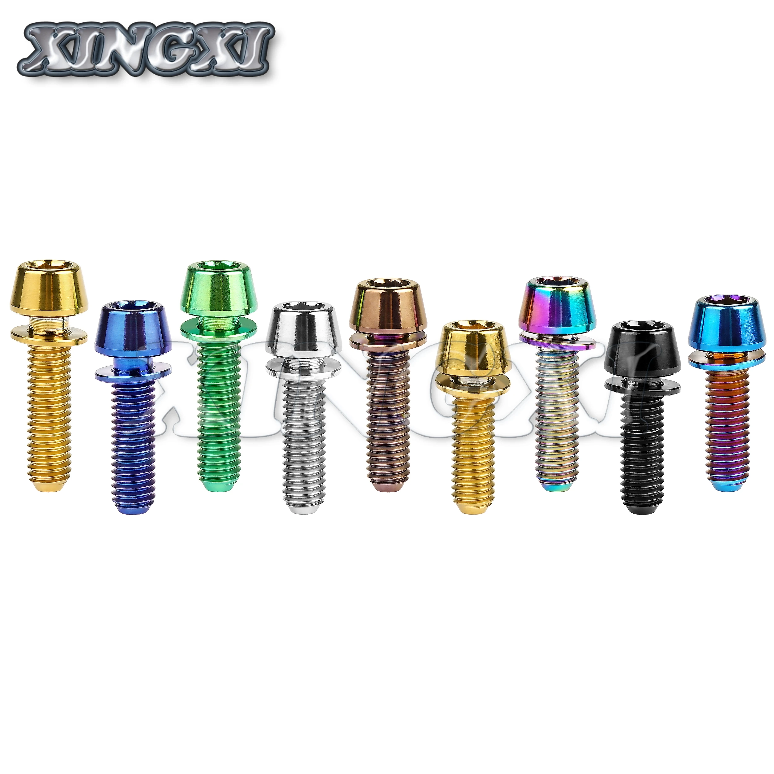 Xingxi Titanium Cone Head Bolts M5/M6X16 18 20 25mm Conical Head Srews With Washer Bicycle Srews For Bike Stems