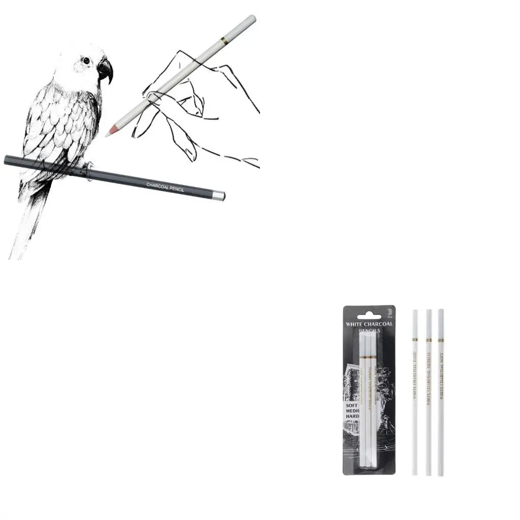 

3 шт. белые угольные карандаши, профессиональные высококачественные карандаши для эскизов, белые угольные карандаши для