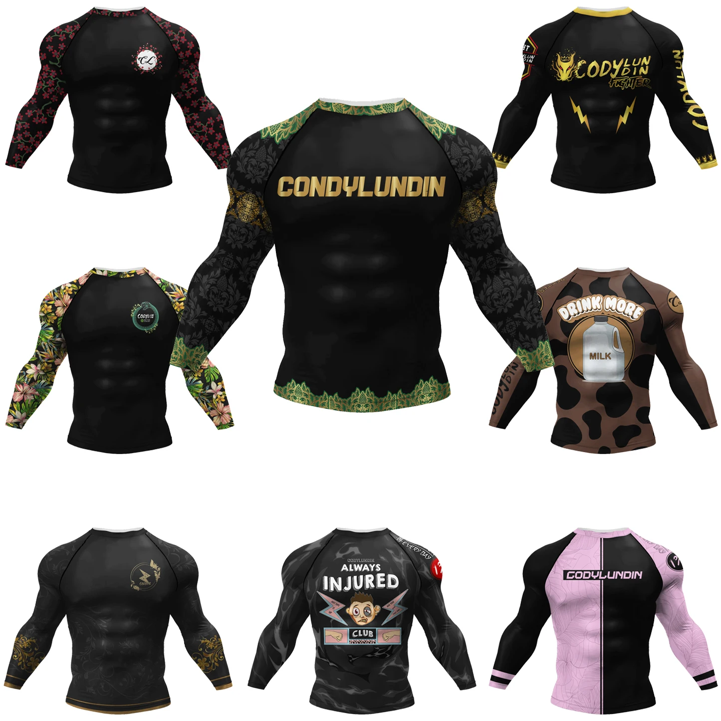 CODY LUNDIN Custom mma rashguard uv protective blouse thermal shirt male rash guard jiu jitsu long sleeve bjj jersey boxing wear