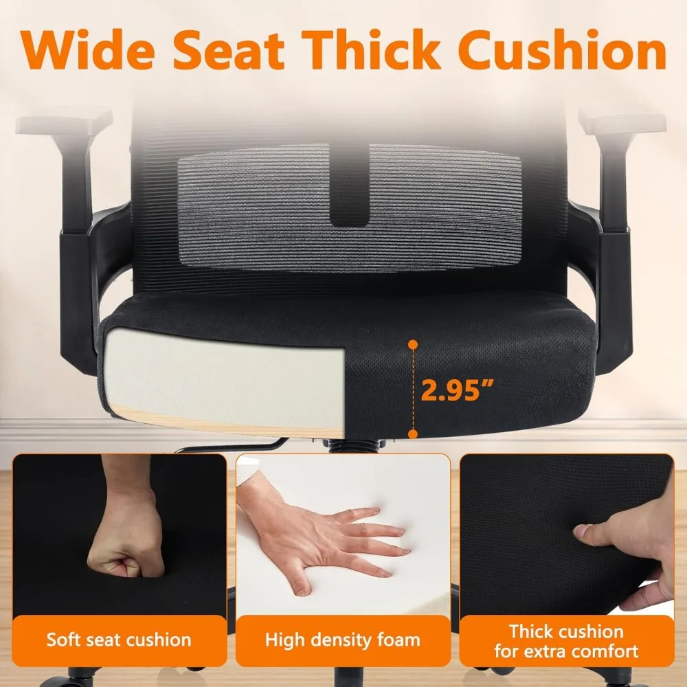 كرسي مكتب كبير وطويل من CLATINA بوزن 500 رطل، كرسي مكتب شبكي مريح عالي التحمل مع دعم قطني ومساند للذراعين، وحساب مقعد عريض