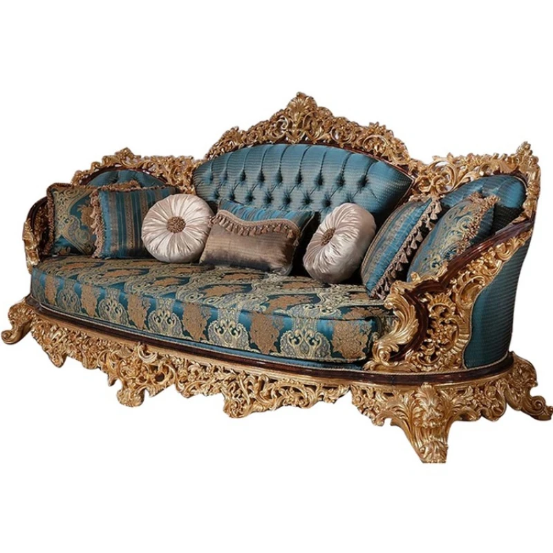 

Luxury living room 123 modular sofa Turkish court solid wood carved sofa