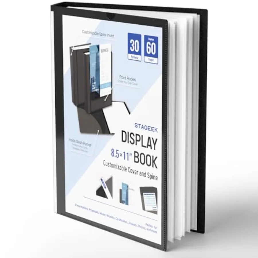 

Portfolio Binder Display 60 Pages, 8.5x11 Binder with Plastic Sleeves, Art Portfolio Folder with Clear Sheet Protectors, Presen