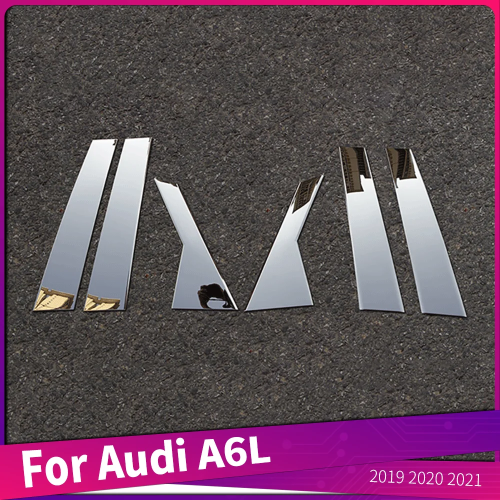 

Car External Accessories Stainless Steel Window Trims Center Pillars Cover Trim Stirps For Audi A6L 2019 2020 2021