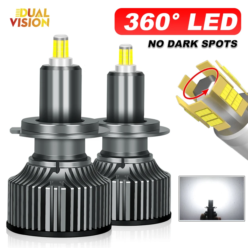 360 H7 LED Canbus Headlight For Lens CSP Chip LED H4 H3 H1 H11 9005 9006 HB3 HB4 9012 HIR2 6000K Turbo Fog Light