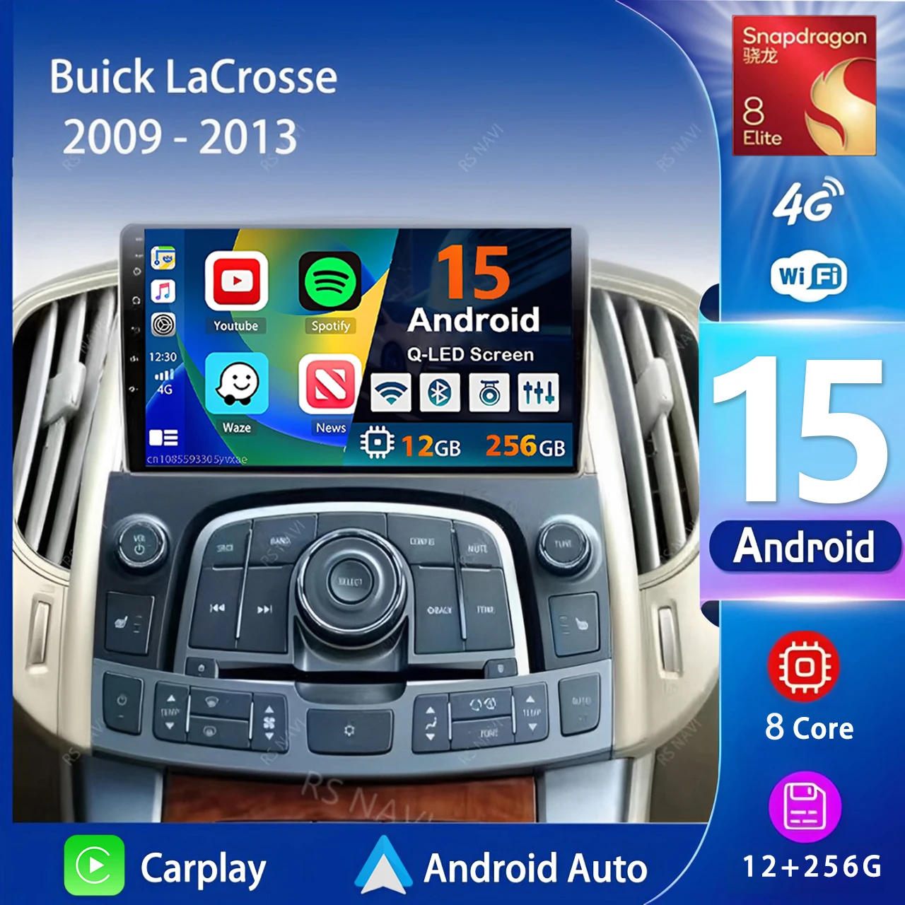 Android 15 Carplay Auto 2K Screen Car Radio Multimedia Player For Buick LaCrosse 2009 - 2013 Autoradio GPS Stereo 2din Head Unit