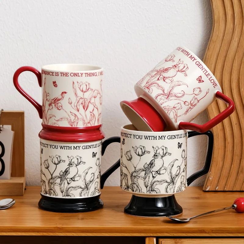 Vintage Ceramic Mug Couple Cup Home Office Water Cup Coffee Cup Girls Gift Holiday Souvenir Ceramic Mug High Value Coffee Mug