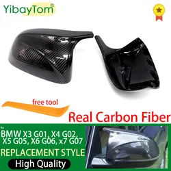 For BMW X3 X4 X5 X6  X7 G01 G02 G05 G06 G07 Car Mirror Accessories  M Look Replacement Style Real Carbon Fiber Mirror Cover