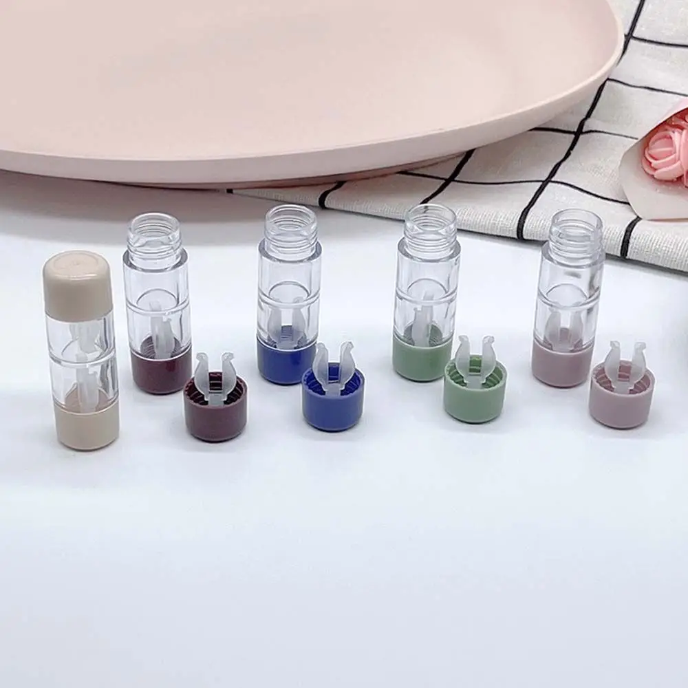 Sealed Cute Mini Transparent Capsule Shape Candy Color Contact Lens Case Lenses Box Storage Eye Care Contact Lens Container